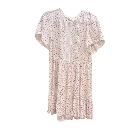 AUGUSTE mini Floral White Dress with Pink Accents, women's size 2 - Picture 1 of 6